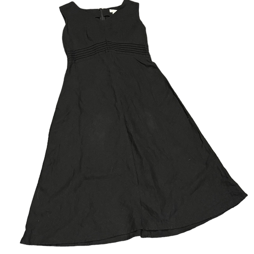 Christopher & Banks Black Linen Blend Maxi Dress Size 4 Sleeveless A-Line Midi